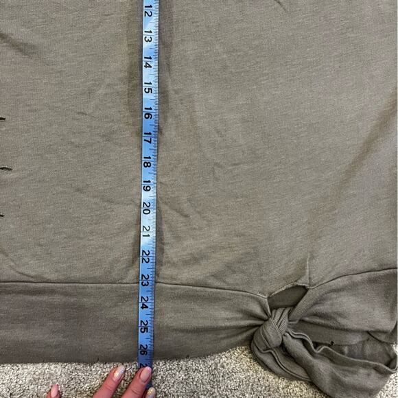 ABOUND Olive/Khaki Green Heathered TIE HIP Cotton Distressed SWEATSHIRT size L - Picture 16 of 16